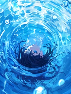 水中少女的梦幻漂浮时刻