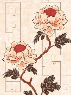 中式牡丹花纹样背景图