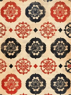 复古中式花卉图案纹理