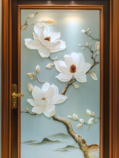 玉兰花玻璃门艺术装饰