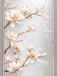 玉兰花枝墙面唯美装饰图