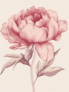 粉色牡丹花插画艺术图