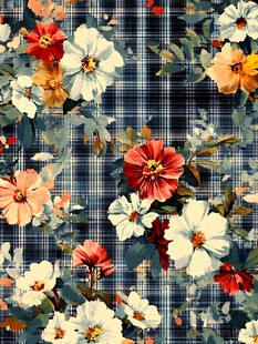 花卉格子图案精美布料