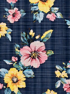 复古花卉格纹布料图案