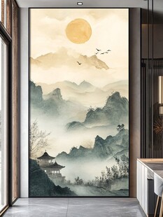 中式山水玄关装饰画意境美