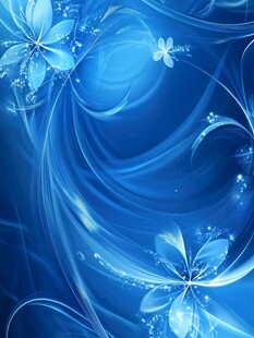 梦幻蓝色花卉动感背景图