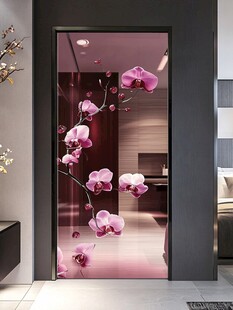 粉色蝴蝶兰花玻璃装饰画