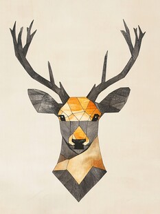 几何风格鹿头艺术插画