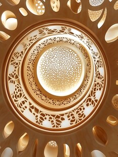 金色雕花圆形图案装饰元素