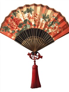 古典花卉图案精美折扇