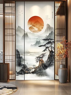 中式山水意境屏风装饰画