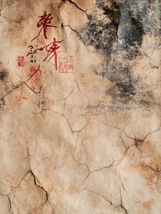 中式裂纹墙面 书法点缀