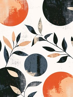 抽象几何植物图案背景图