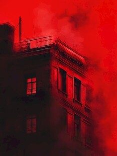 红雾笼罩下的神秘建筑