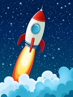 火箭升空 梦幻星空背景