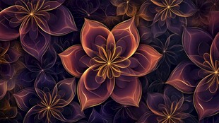 梦幻紫金色花朵背景图案