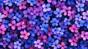 梦幻紫蓝花卉无缝图案