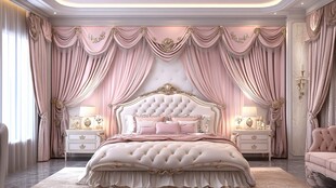 梦幻粉色系豪华公主风卧室