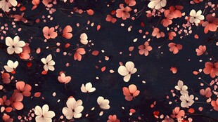 浪漫樱花飘落背景图