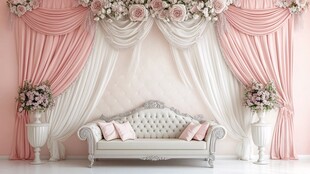 浪漫粉色系花卉沙发场景