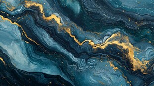 蓝金交融的流体艺术纹理