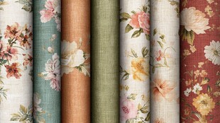 多彩花卉纹理布料展示