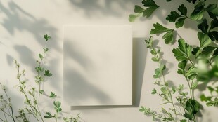 绿植环绕的空白画框