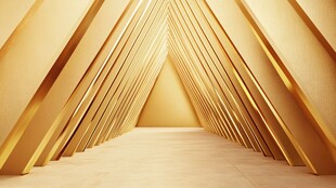 金色几何线条构成的通道