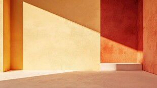 光影交错的暖色室内空间