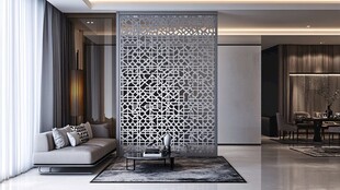 现代简约风客厅镂空隔断