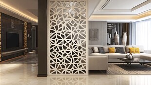 现代客厅镂空隔断装饰美