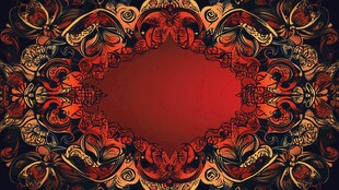 复古华丽花纹红色背景图