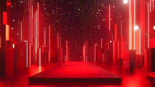 红色科幻风舞台空间场景