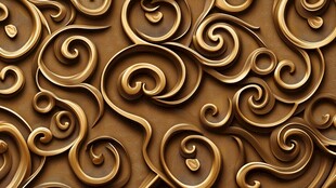 金色立体卷纹装饰图案