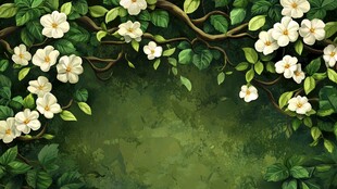 白花藤蔓绿意背景图