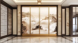 中式山水屏风典雅玄关