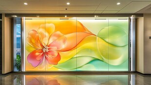 绚丽花卉玻璃艺术装饰画