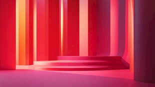 梦幻红色几何空间场景