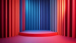 红蓝舞台背景 简约空间感