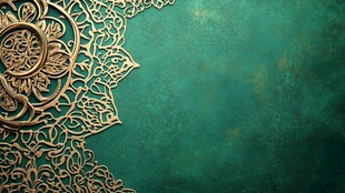 绿底金色华丽花纹装饰图