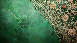 翠绿背景上的金色华丽纹饰
