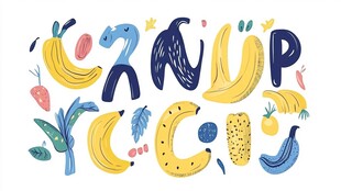 水果字母插画