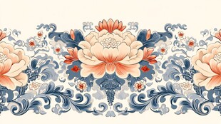 中式花卉卷草纹精美图案