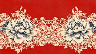 红色底花卉花纹装饰图案