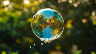 阳光下的梦幻透明大泡泡