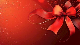 红色蝴蝶结节日背景图