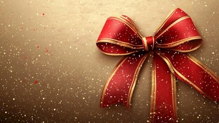 金色背景上的红色精美蝴蝶结