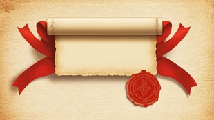 复古卷轴与红丝带蜡封图