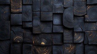 黑色木块拼接纹理墙面