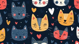 可爱猫咪爱心图案背景图